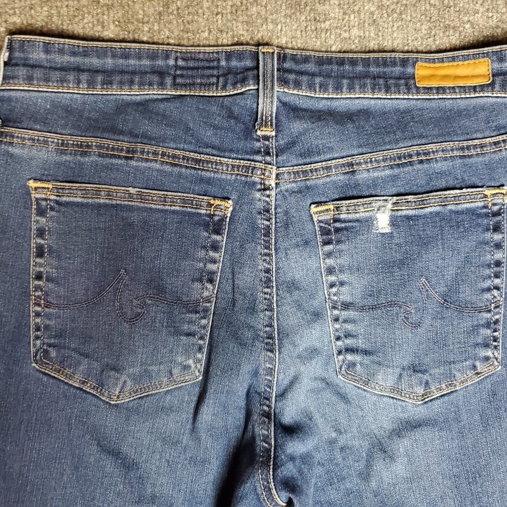 AG The Farrah Skinny Ankle 29R (Meas 28x28 10" Mid Rise) Raw Hem Dark Jeans A8 - Picture 5 of 8